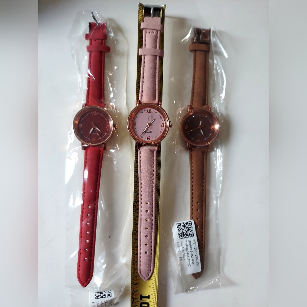 Trio of Ladies Faux Suede Rhinestone Quartz Watches - Picture 8 of 9